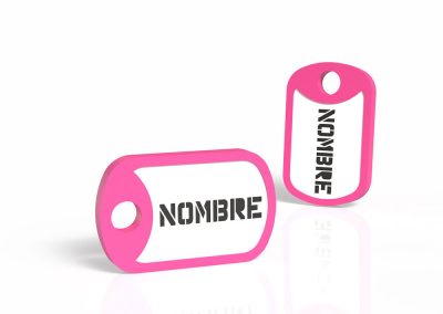 Chapita identificativa modelo militar en color fucsia para perros.