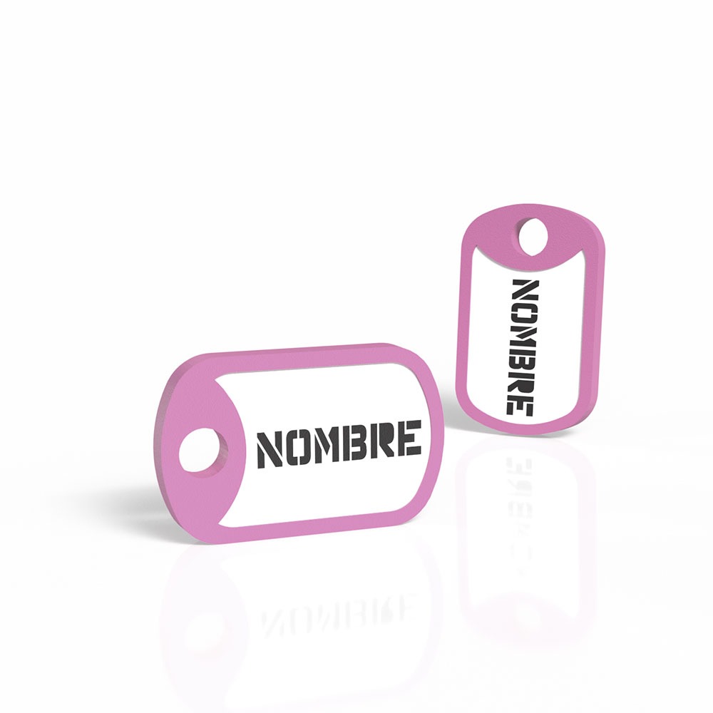 Chapita con forma militar rosa chicle 1 Mira Que Guau! Chapita identificativa modelo militar en color rosa chicle para perros.