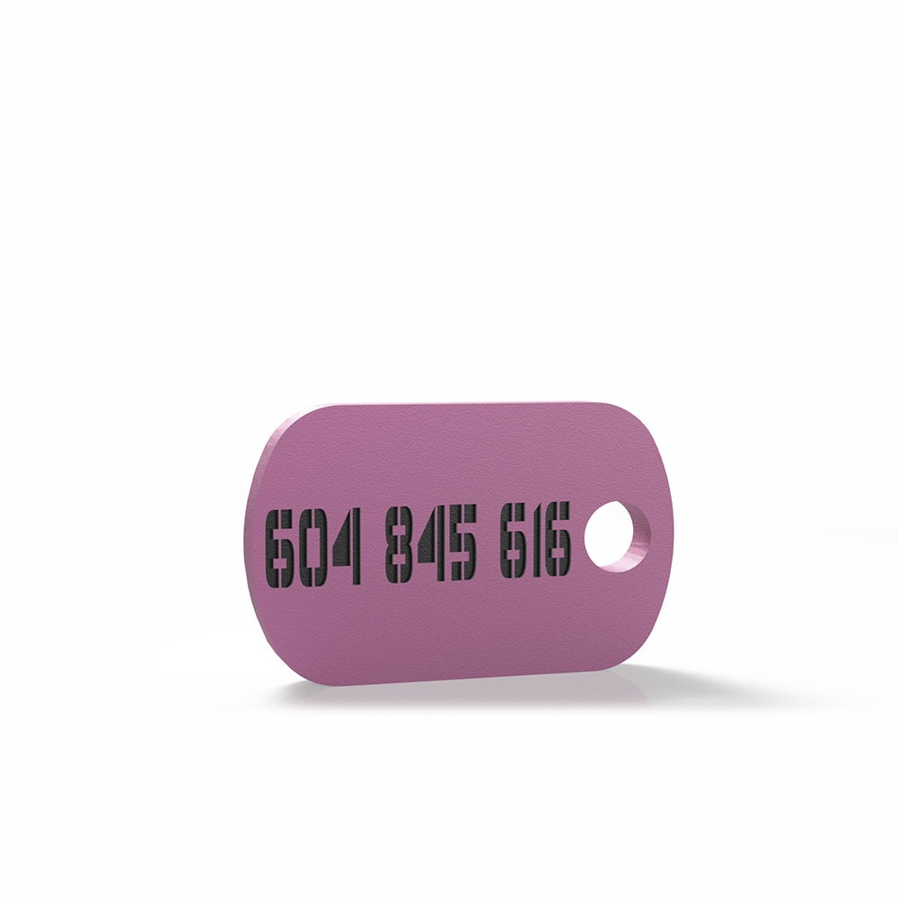 Chapita con forma militar rosa chicle 4 Mira Que Guau! Vista trasera de la chapita militar en color rosa chicle.