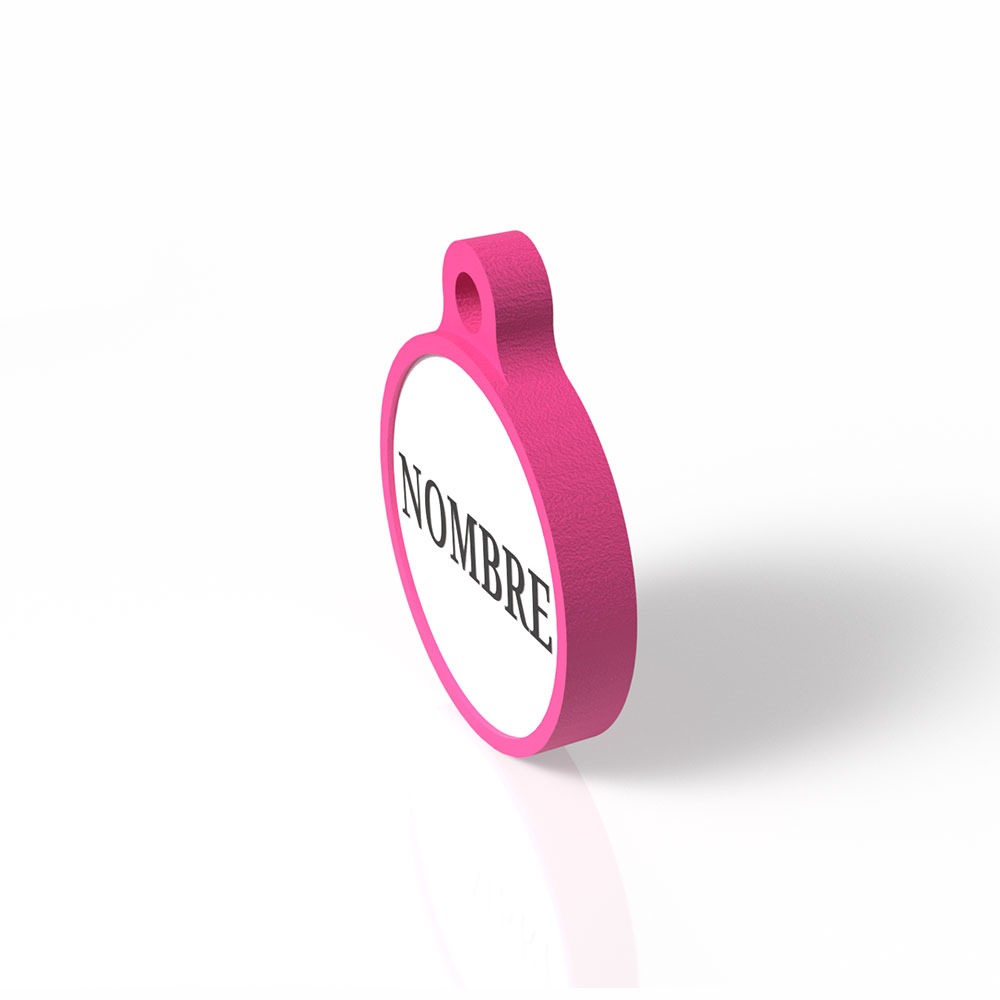 Chapita Guau! con forma redondita fucsia 3 Mira Que Guau! chapita-para-perros-forma-redonda-fucsia-lateral