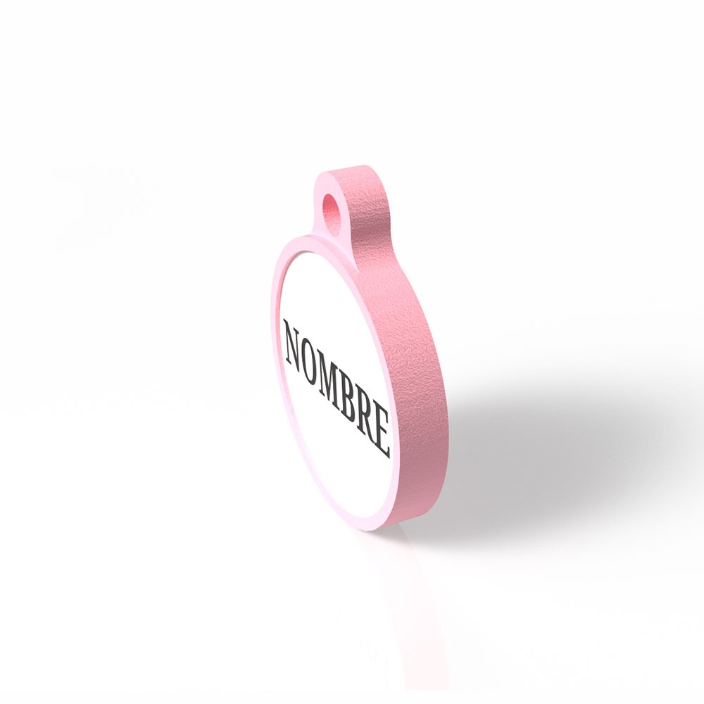 Chapita Guau! con forma redondita rosa palo 3 Mira Que Guau! chapita-para-perros-forma-redonda-rosa-palo-lateral