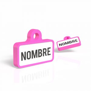 Vista principal de la Chapita Guau! retro en color fucsia para perros.