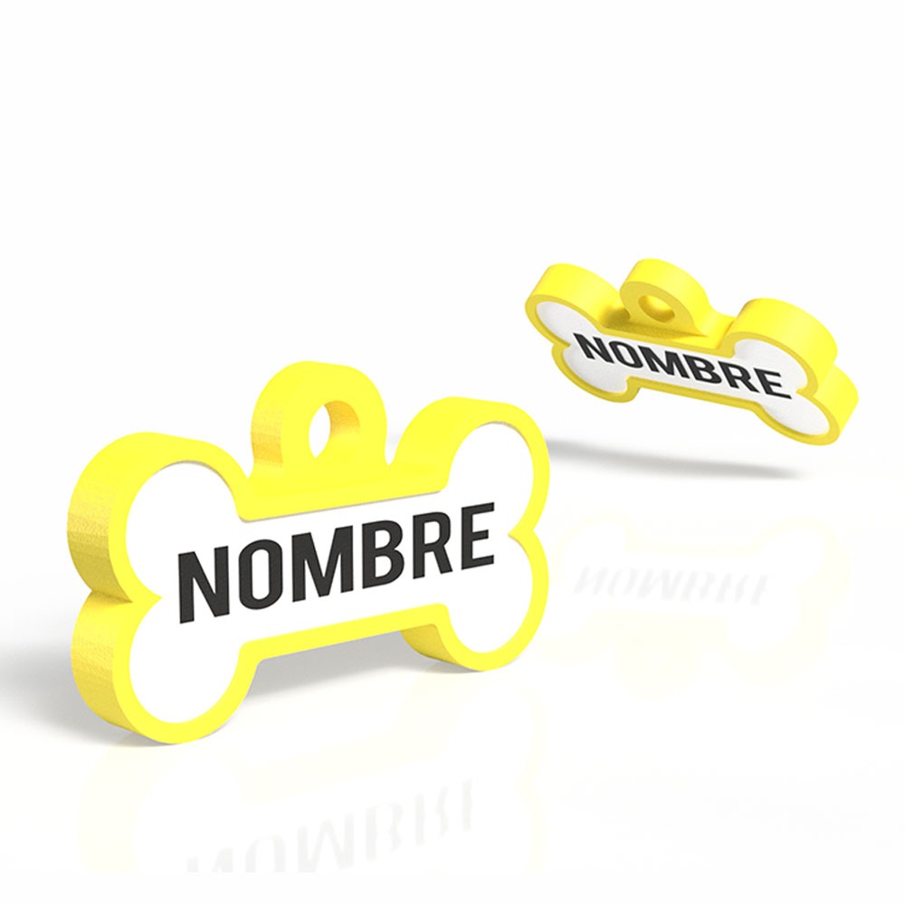 Chapita con forma de Huesito amarillo 1 Mira Que Guau! chapita-para-perros-huesito-amarillo-principal