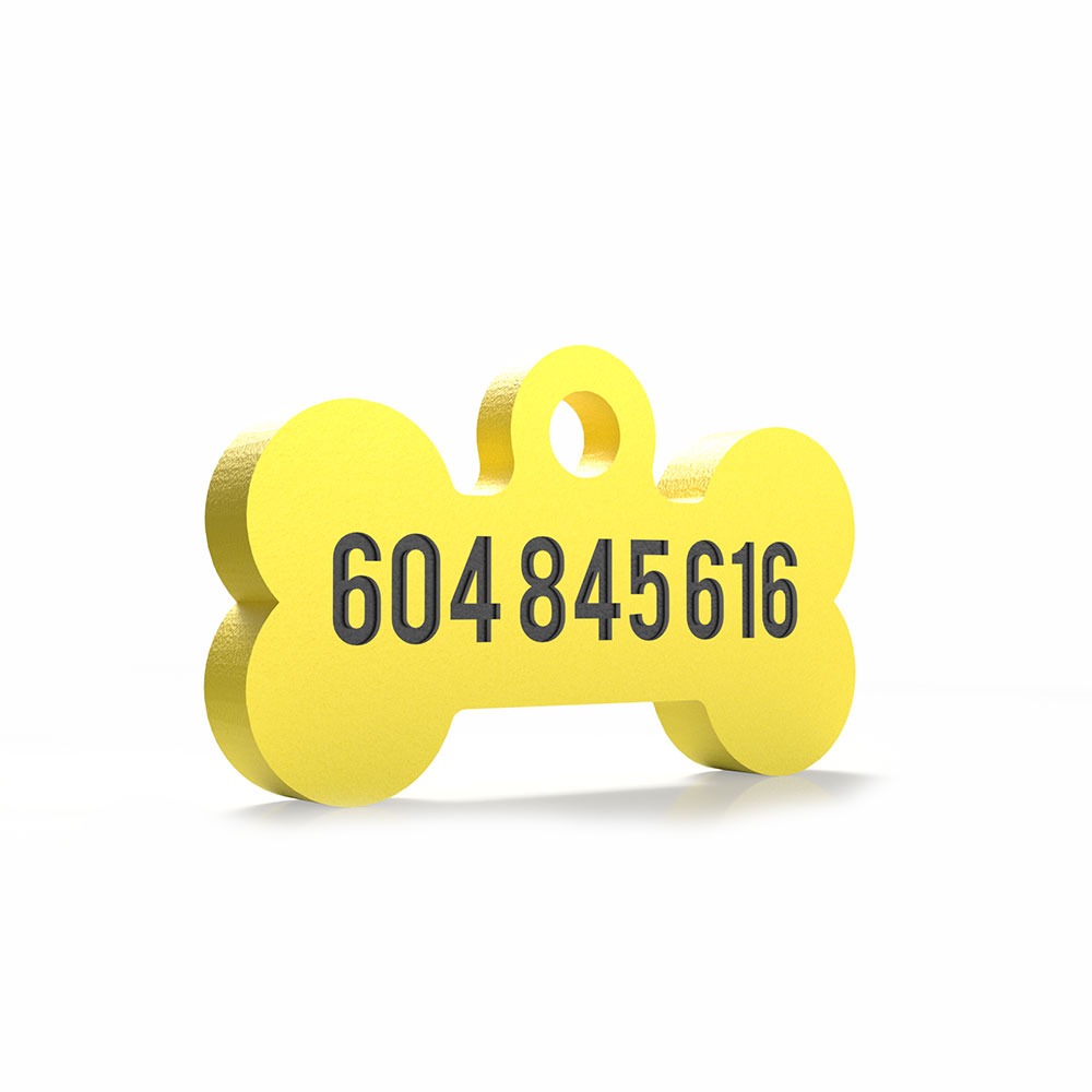 Chapita con forma de Huesito amarillo 2 Mira Que Guau! chapita-para-perros-huesito-amarillo-trasera