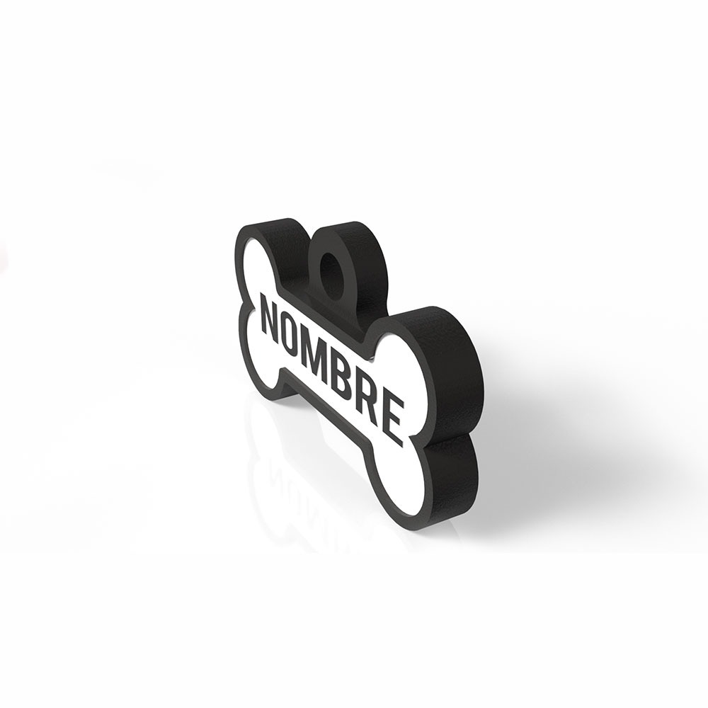 Chapita con forma de Huesito negro 3 Mira Que Guau! chapita-para-perros-huesito-negro-lateral