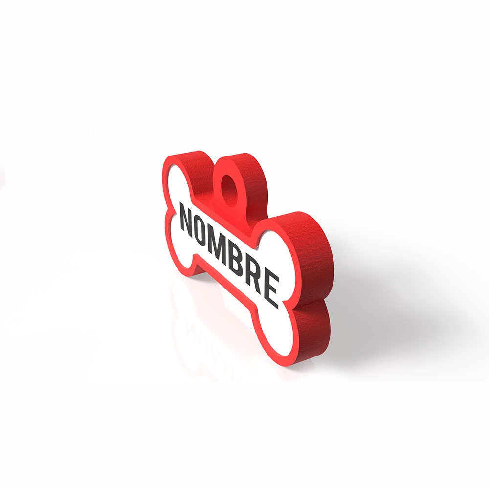 Chapita con forma de Huesito rojo 3 Mira Que Guau! Chapita para perros con forma de huesito color rojo de varios tamaños