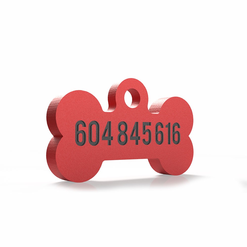 Chapita con forma de Huesito rojo 2 Mira Que Guau! chapita-para-perros-huesito-rojo-trasera