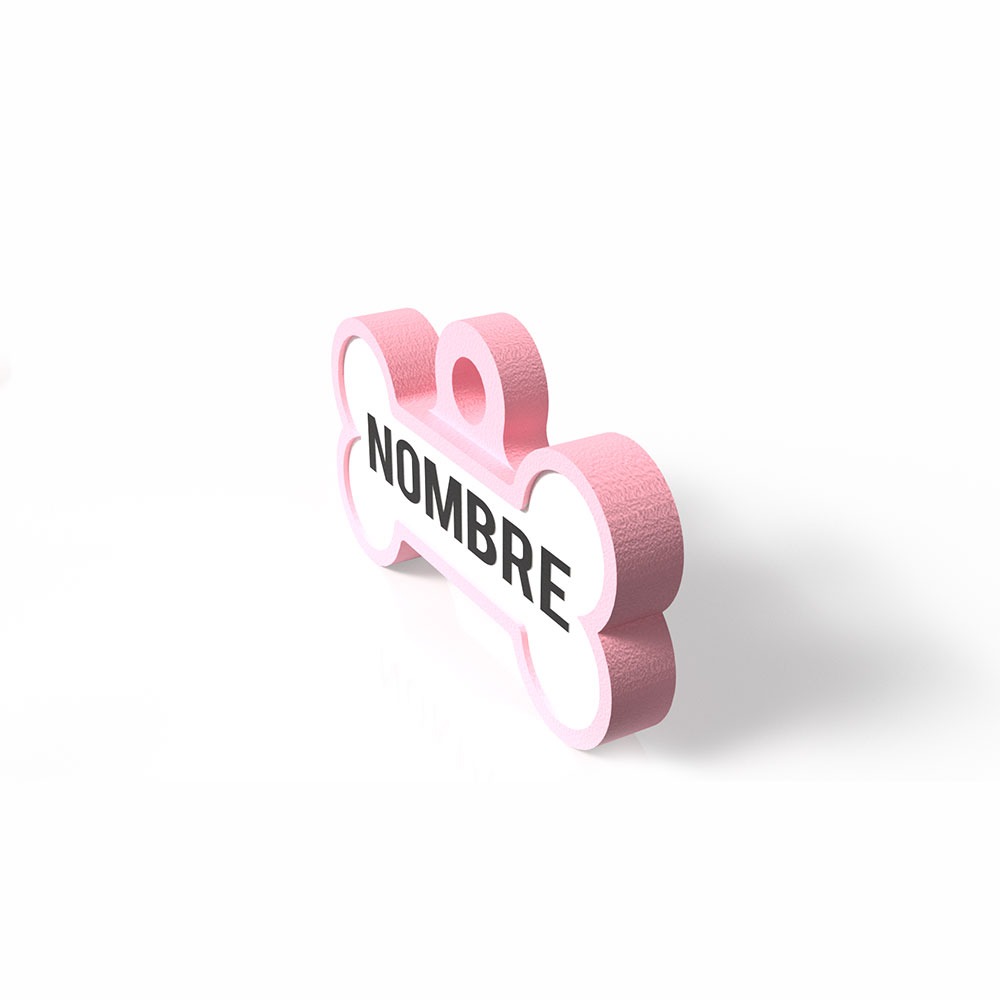 Chapita con forma de Huesito rosa palo 3 Mira Que Guau! chapita-para-perros-huesito-rosa-palo-lateral