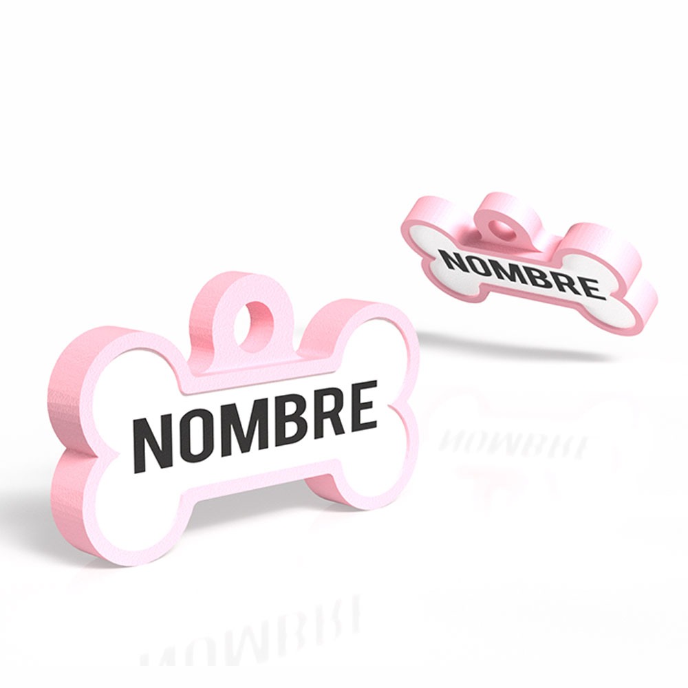 Chapita con forma de Huesito rosa palo 1 Mira Que Guau! chapita-para-perros-huesito-rosa-palo-principal