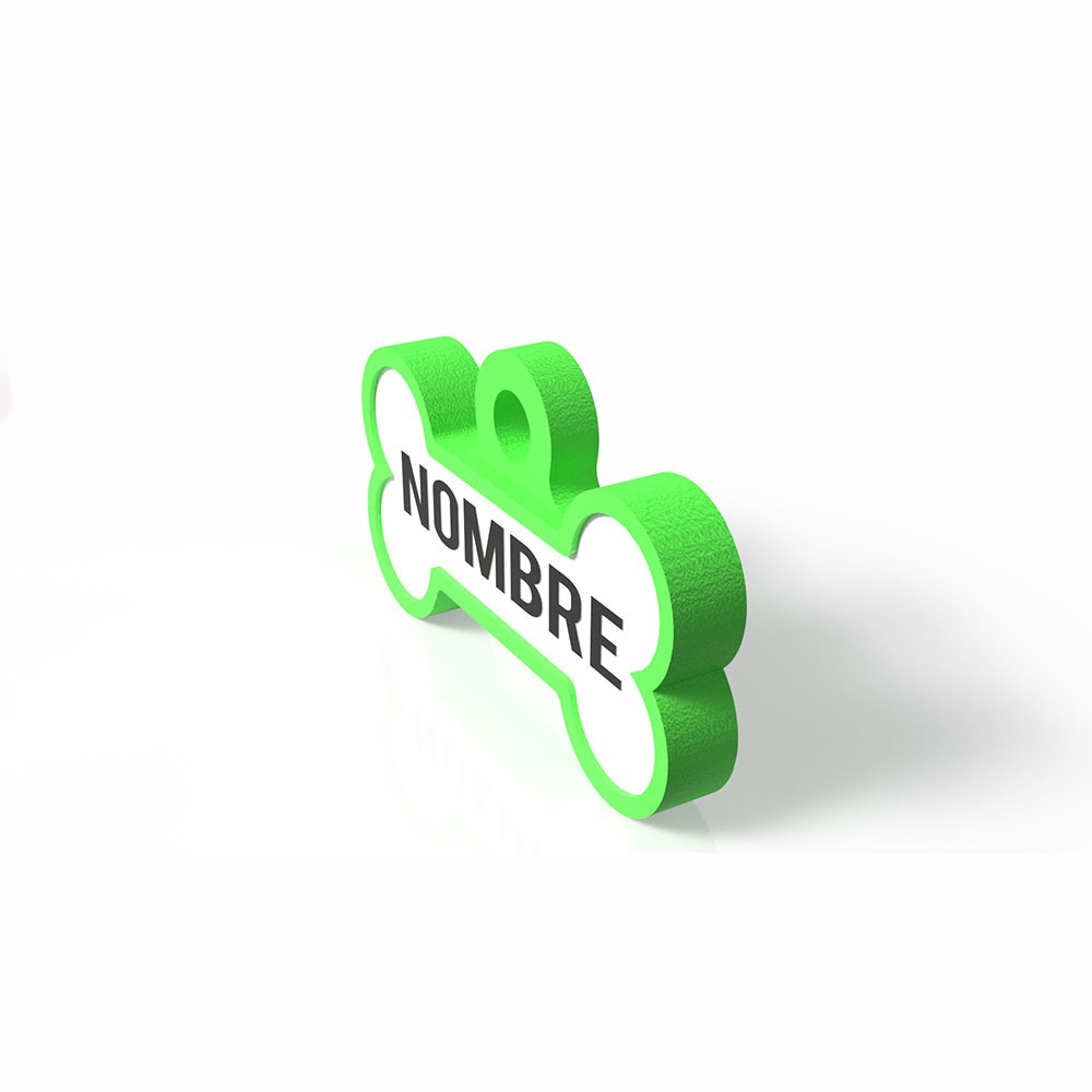 Chapita con forma de Huesito verde 3 Mira Que Guau! chapita-para-perros-huesito-verde-lateral