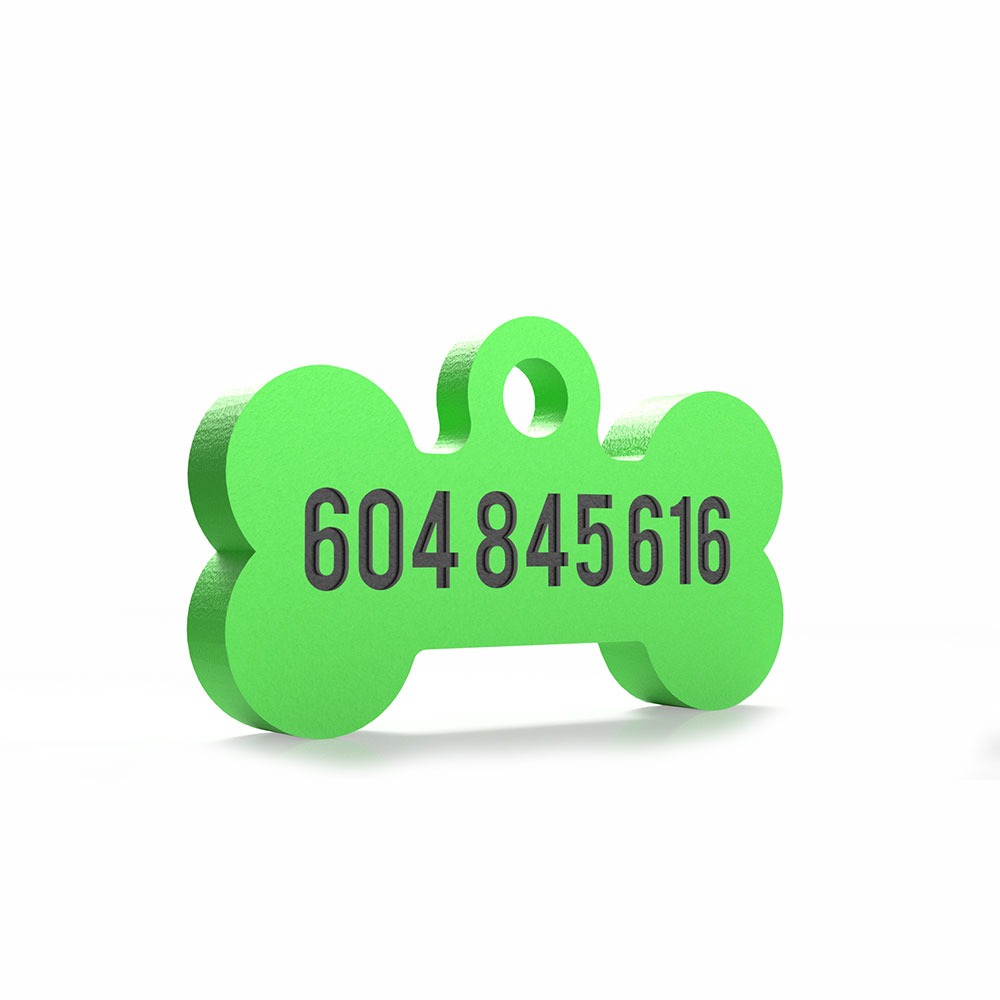 Chapita con forma de Huesito verde 2 Mira Que Guau! chapita-para-perros-huesito-verde-trasera