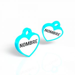 Inicio 95 Mira Que Guau! Chapita identificativa para perros en forma de corazón, color azul cielo, personalizable.