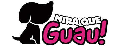 logo mira que guau plaquitas para perros colores Logotipo mira que Guau